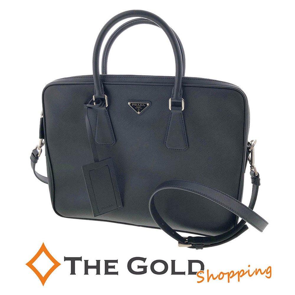 Prada Saffiano Leather Business Briefcase Black